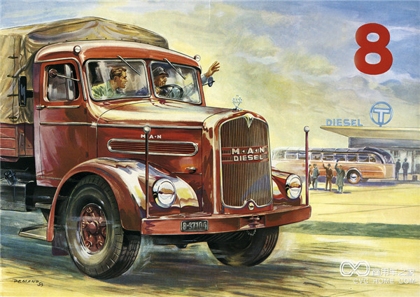 1951年,匹配了V8發(fā)動(dòng)機(jī)的曼恩F8卡車，可達(dá)180 馬力。.jpg